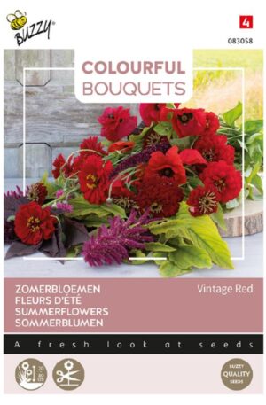 Piros nyári virág keverék Vintage Red Bz Colourful Bouquets H